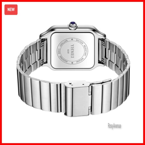 Silver Analog Watch Roman Numerals Stainless Steel Strap Waterproof Unisex